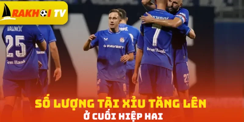 Số lượng Tài Xỉu tăng lên ở cuối hiệp hai